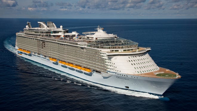 The launch of Royal Caribbean International's Oasis of the Seas, the worlds largest cruise ship. The Royal Promenade.