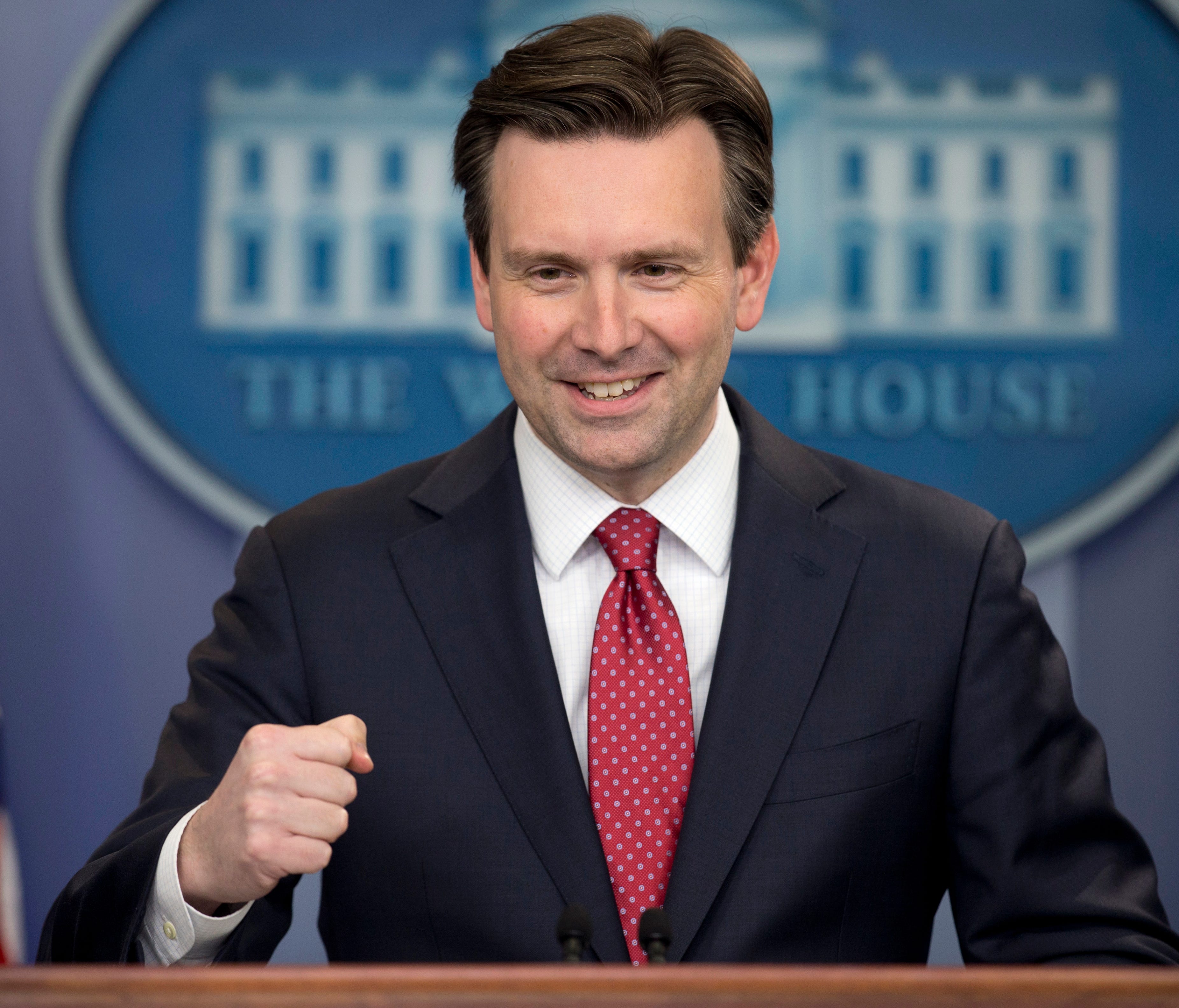 In this file photo from April 2016, White House press secretary Josh Earnest speaks during the daily news briefing at the White House in Washington.