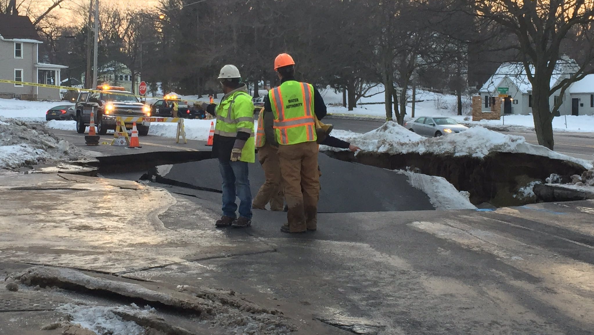 Sinkhole From Water Main Break Closes Part Of Penfield Road