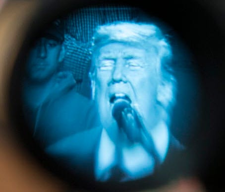 President Trump being viewed in Pensacola on Dec. 8, 2017.