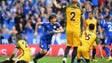 Leicester's Shinji Okazaki celebrates scoring the opening