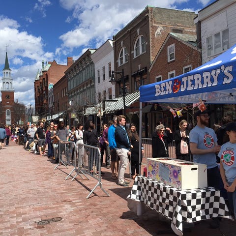 A large line stretches up Church Street Marketplac