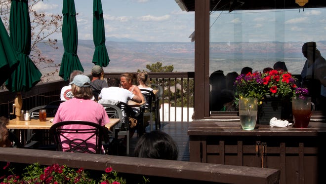 The patio views at The Haunted Hamburger in Jerome make for a unique experience.