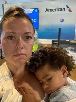 Rachel Starr Davis, and her son Lyon, 2, were forced off an American Airlines flight last week when her son would not wear a mask.