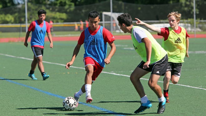 Tappan Zee sophomore Jorge Umana during the first day of soccer practice at Tappan Zee High School Aug. 22, 2016.