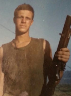 Larry Stinehilber served in the Untied States Marine Corps during the Vietnam War. He was honorably discharged after being wounded by shrapnel and being shot twice. Here, the young marine is pictured with an M-79 grenade launcher.