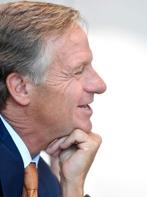 Gov. Bill Haslam smiles as he listens to comments from