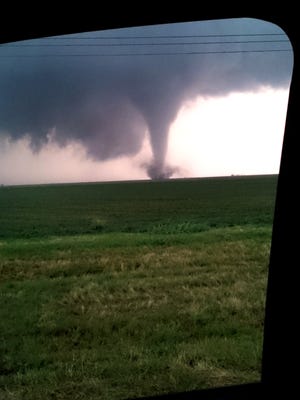 This  tornado recorded on the ground Tuesday  by Faye Mullino-Urich  near Stamford on State Highway 6 was one of several that developed in West Texas.
