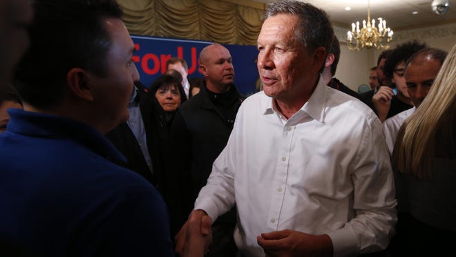 Republican presidential candidate Ohio Gov. John Kasich talks at a campaign stop in Warren, Mich., Wednesday, March 2, 2016.