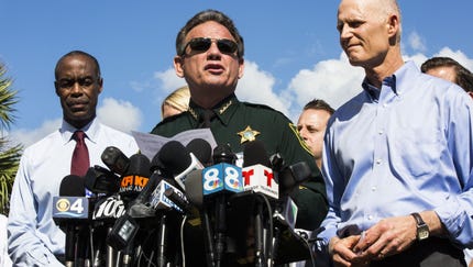 Broward County Sheriff Scott Israel addresses the...
