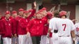 Indiana celebrates a two run seventh inning as IU beat