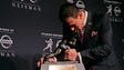 Dec. 8, 2012: Johnny Manziel kisses the Heisman Trophy