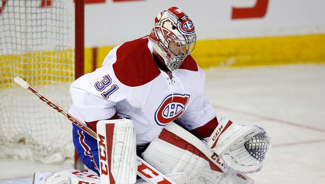 Montreal Canadiens goalie Carey Price makes a save against the Edmonton Oilers.