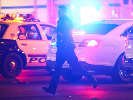 Las Vegas police respond during an active shooter situation