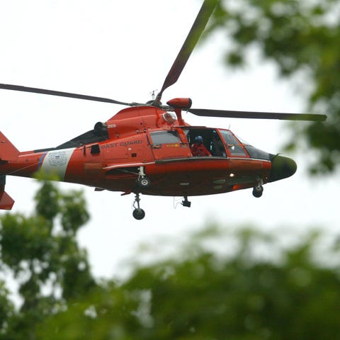 A Coast Guard helicopter