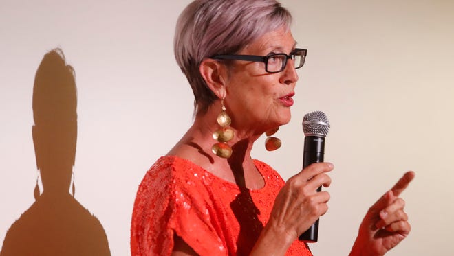 Debra Hovel speaks at the Coachella Valley Storytellers Project at the Palm Springs Art Museum on May 25, 2018. 
