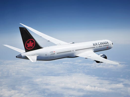 This image released from Air Canada shows its new paint
