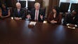 President Trump speaks during a meeting with Congressional