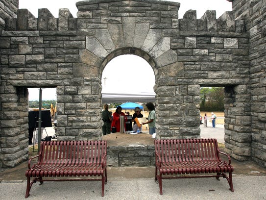 Visitors look around at the New Fort Negley Visitors