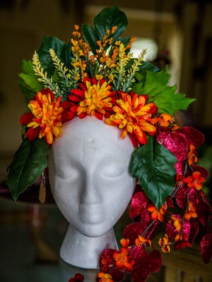 A custom head dress by Katie Vance in her East Naples home on Friday, Jan. 12, 2018. Vance started Floromancy Designs and custom makes headwear and accessories.