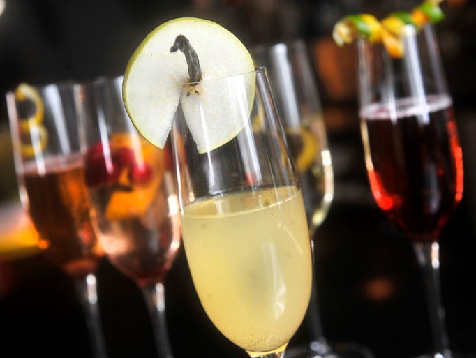A vanilla bean pear nector champagne cocktail offered