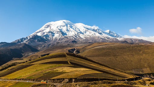 Mount Chimborazo's peak is 20,564 feet above sea level.