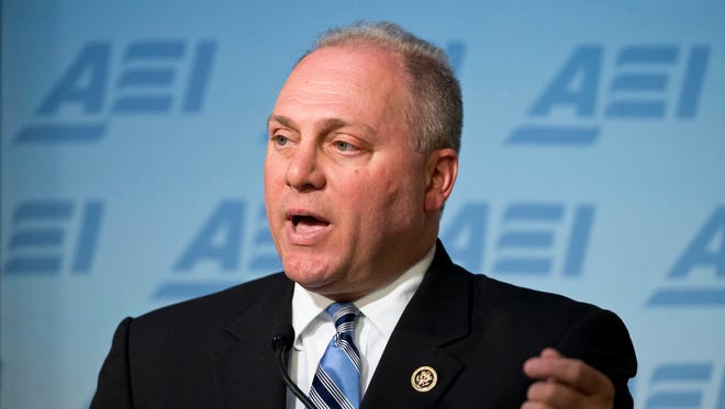 In this June 22, 2016, file photo, House Majority Whip Steve Scalise, of Louisiana, speaks at the American Enterprise Institute (AEI) in Washington, on new proposals to repeal and replace President Barack Obama's health care law.