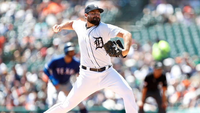 Michael Fulmer during the second inning against the Rangers at Comerica Park on Sunday.