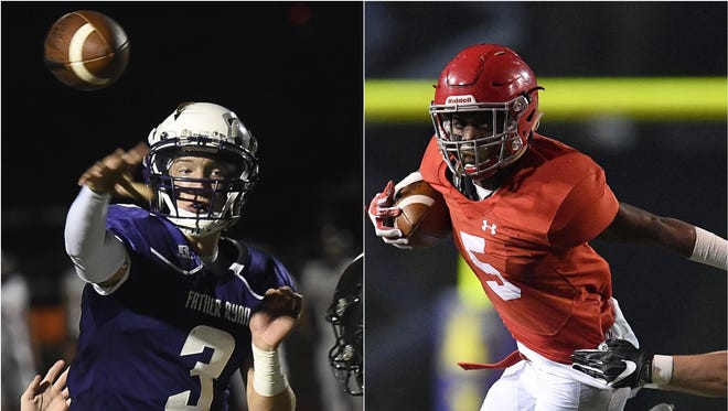 Father Ryan's Seamus O'Connell (left) and Brentwood Academy's Tomario Pleasant (right)