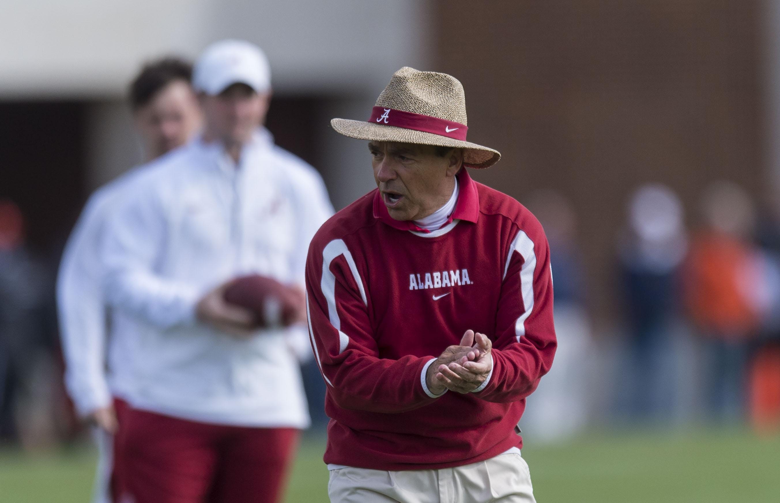 nick saban alabama straw hat