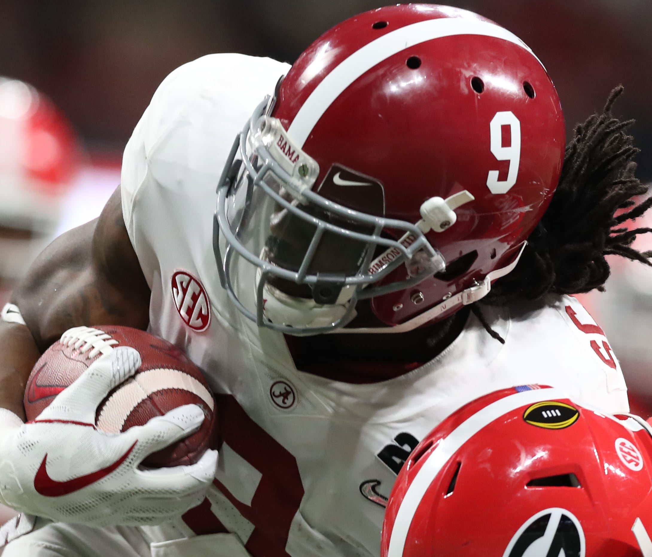 Alabama running back Bo Scarbrough voiced his disapproval of President Trump while walking out of the tunnel before Monday's national championship game.