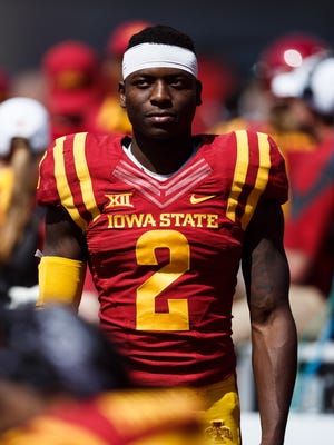 Iowa State's Mike Warren stands on the sidelines during the ISU football team's spring game on Saturday.