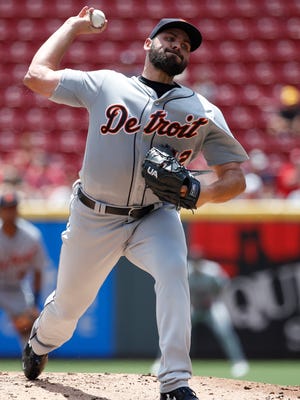 Tigers pitcher Michael Fulmer pitches in the first inning of the Tigers' 5-3 loss to the Reds on Wednesday, June 20, 2018, in Cincinnati.