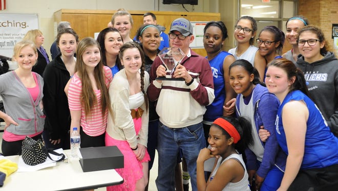 Jimmy Rollins is pictured with  several Redford Union students after receiving the 'Panther of the Year' award.
