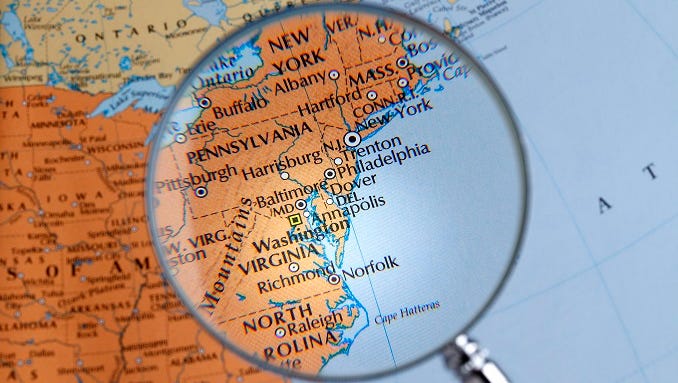Close up of East Coast
