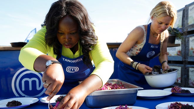 Contestants Tanorria Askew, left, and Katie Dixon are shown during “The Weakest Links/Sweet Surprise” episode "MasterChef."