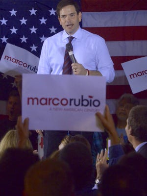 Presidential hopeful Marco Rubio speaks in Pensacola on Saturday evening.