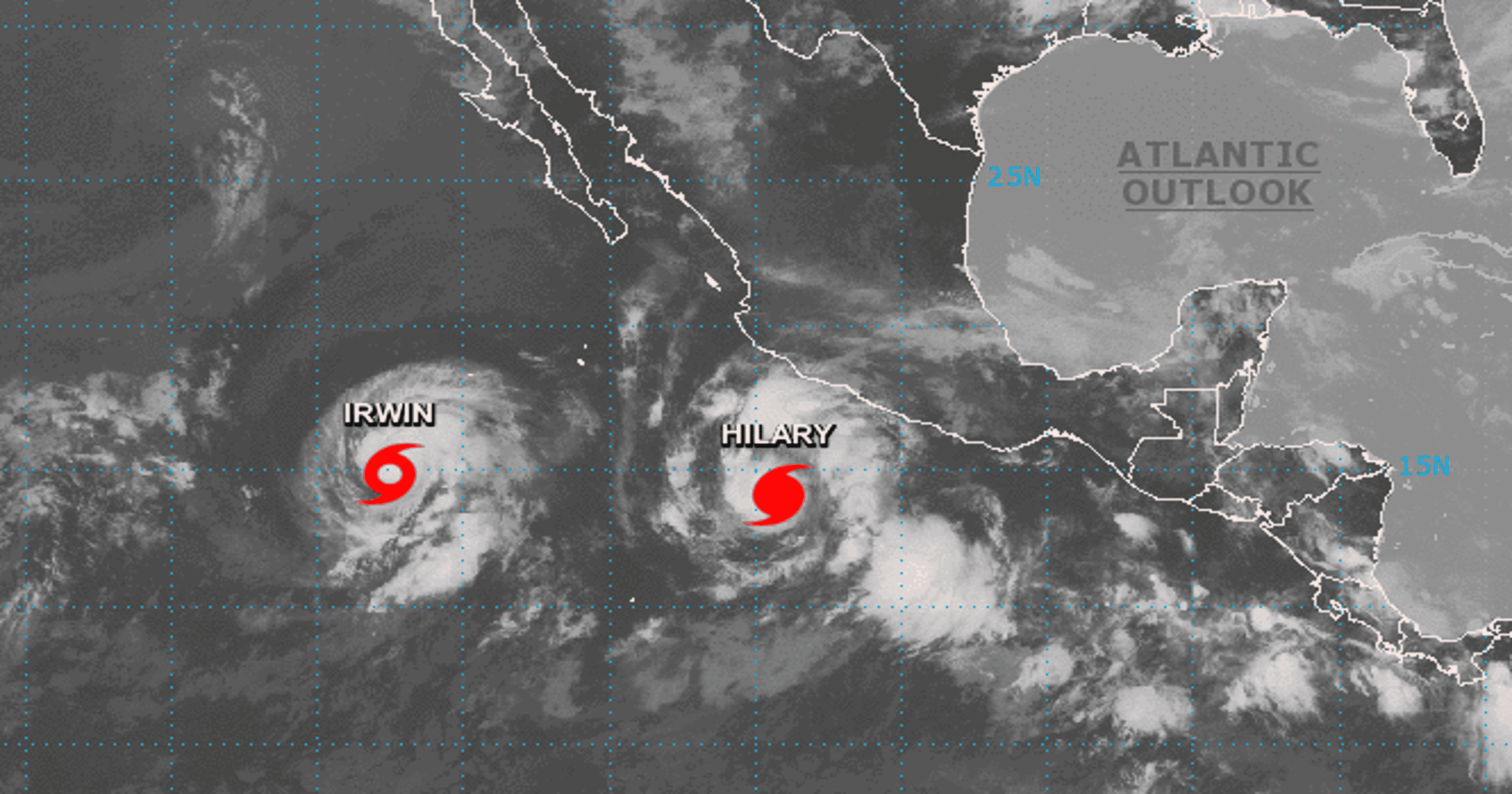 Hurricane Hilary locked in 'dance of death' with Irwin