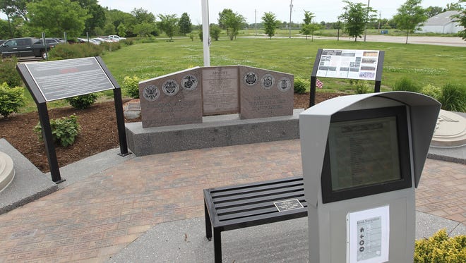 A new kiosk is pictured at the veteran's memorial outside the Johnson County Administration Building on Wednesday, May 25, 2016. 