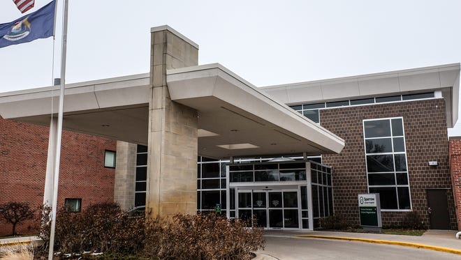 The main entrance to Sparrow Carson Hospital in Carson City, Michigan on Thursday, Feb. 15, 2018.