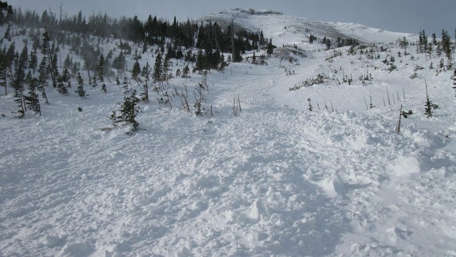 This undated photo shows avalanche debris from a ski patrol-triggered slide above Teton Pass Ski Resort. An avalanche was reported late Saturday near Choteau, according to reports.