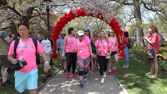 Hundreds of people participating in the annual New Jersey AIDS Walk, Sunday, May 3, 2015. Morristown, NJ.