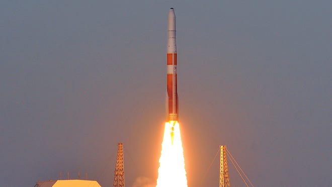 A United Launch Alliance Delta IV rocket is seen launching from Cape Canaveral Air Force Station on Monday, July 28, 2014.