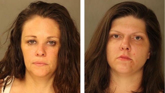 Amy L. Rivera, left, and Erica Shea McCue were both charged with endangering the welfare of children and public drunkenness this week in Lancaster County after police said they overdosed in their cars with young children inside.