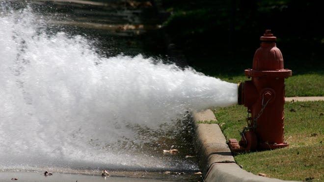 Fire hydrant flushing.