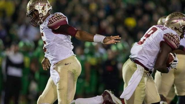 Florida State's lost five turnovers en route to a 59-20 loss against Oregon in the Rose Bowl for the first College Football Playoff game in Pasadena, CA on Thurs., Jan 1.
