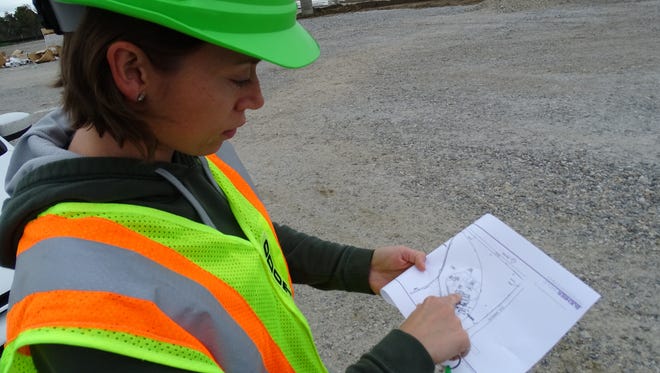 Kacey Smith, transportation administrator in Fremont, details building plan for new Ohio Department of Transportation facility being built on Ohio 53. The facility is expected to open in August 2017.