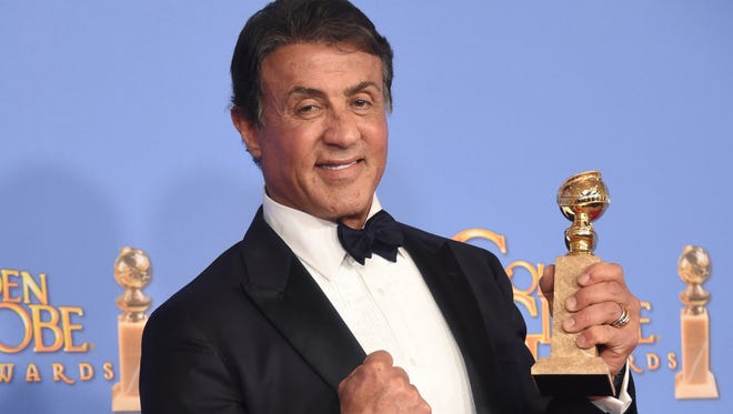 Sylvester Stallone with his award for Best Supporting Actor In A Motion Picture, at the 73nd annual Golden Globe Awards, January 10, 2016, at the Beverly Hilton Hotel in Beverly Hills.