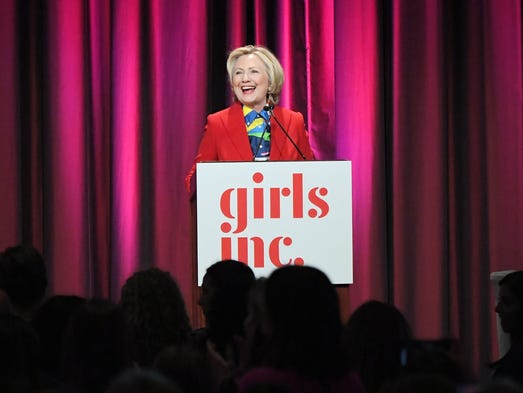 Clinton speaks during the 2017 Girls Inc. New York