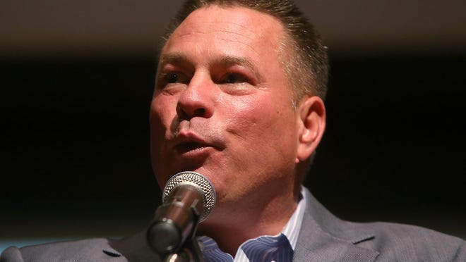 University of Tennessee head football coach Butch Jones speaks during Freed-Hardeman University’s Sports Advisory Council Benefit on Friday at FHU’s Loyd Auditorium in Henderson.